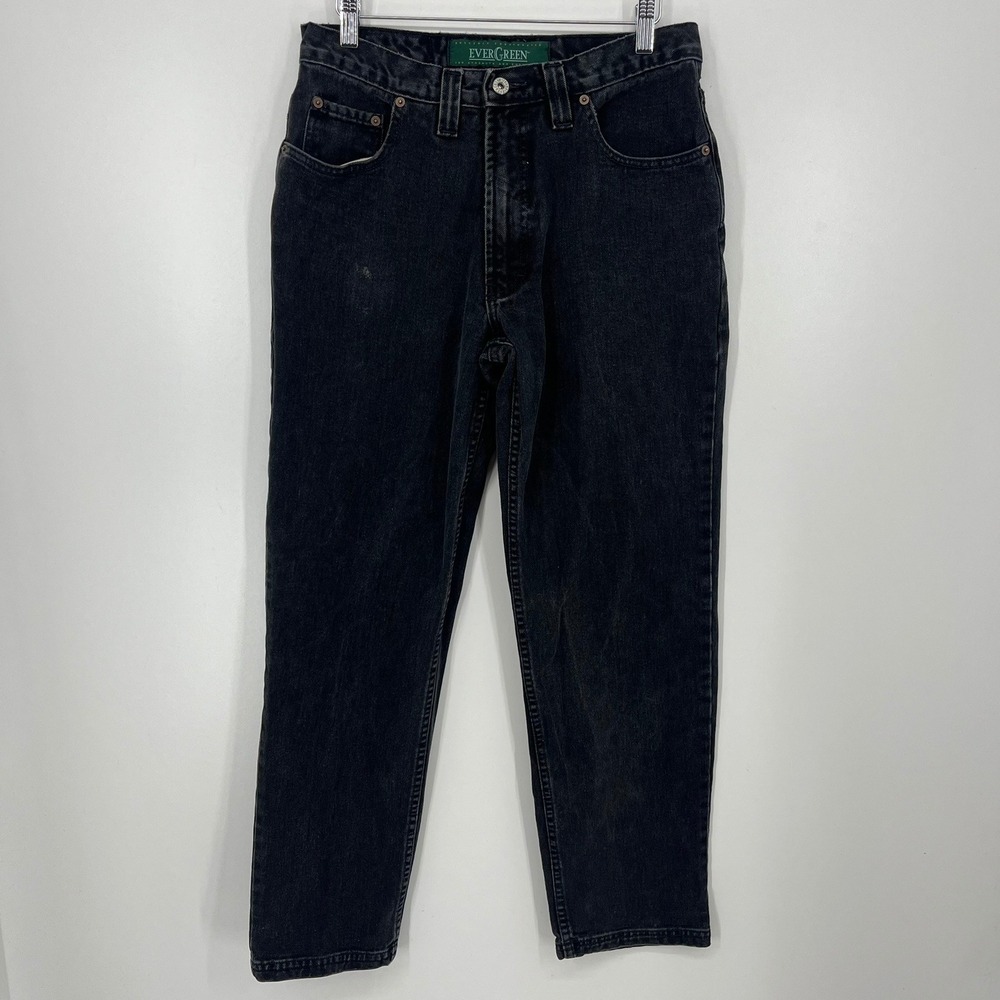 Evergreen Mens Loose Straight Leg Black Jeans W32 Regular Made in USA Vtg